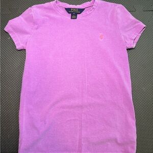 Polo Ralph Lauren Girls 6X Purple T-Shirt Pink Pony Logo Crewneck Tee